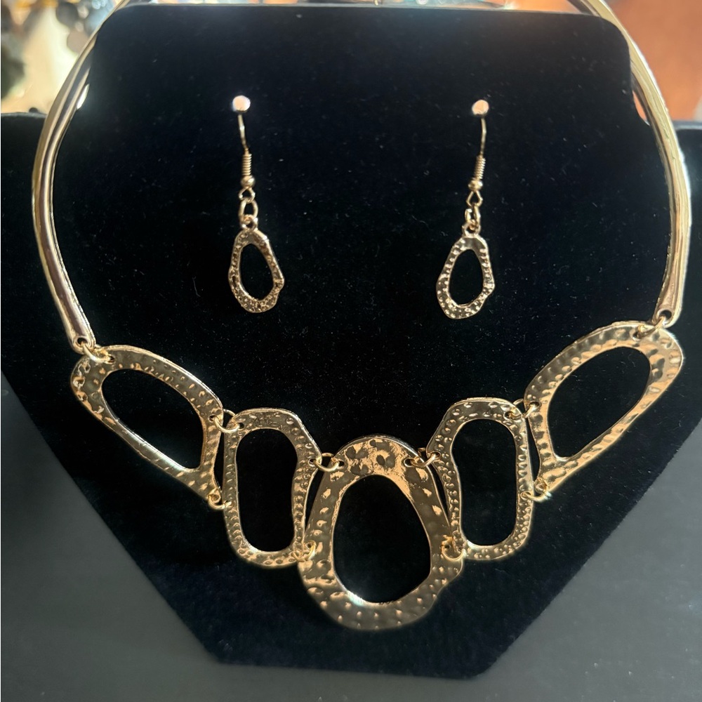 Paparazzi Gold Statement Necklace with Crystal Accents